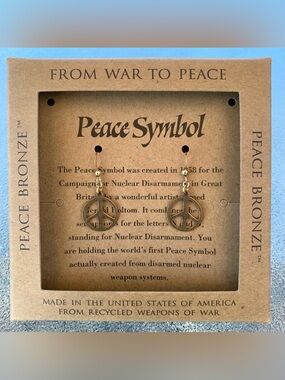 Peace Symbol Bronze Dainty Dangling Drop Pierced Earrings